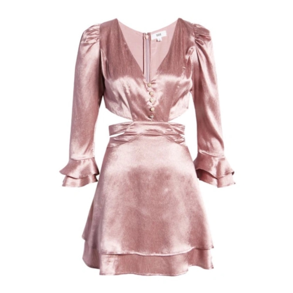 NWT Rahi Luster Cutout Mini Dress in Antique Rose | Metallic Pink | Nordstrom